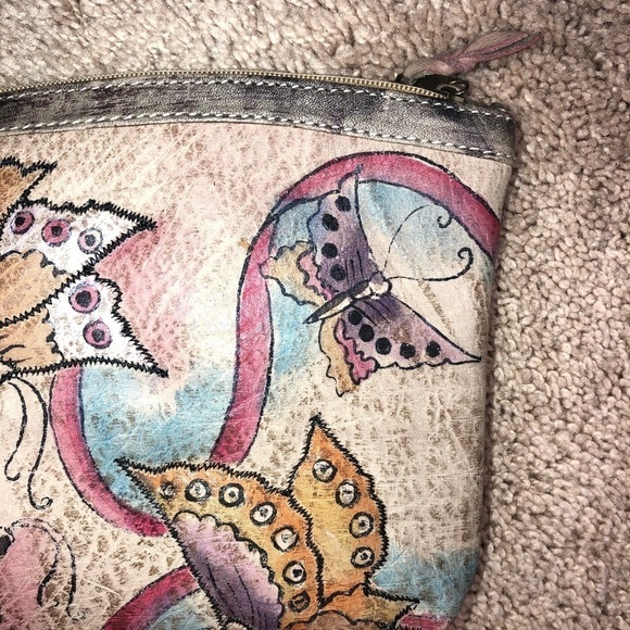 Emily Ann of Boca Raton Handmade Leather Clutch with Butterflies 8x6 - Picture 6 of 10